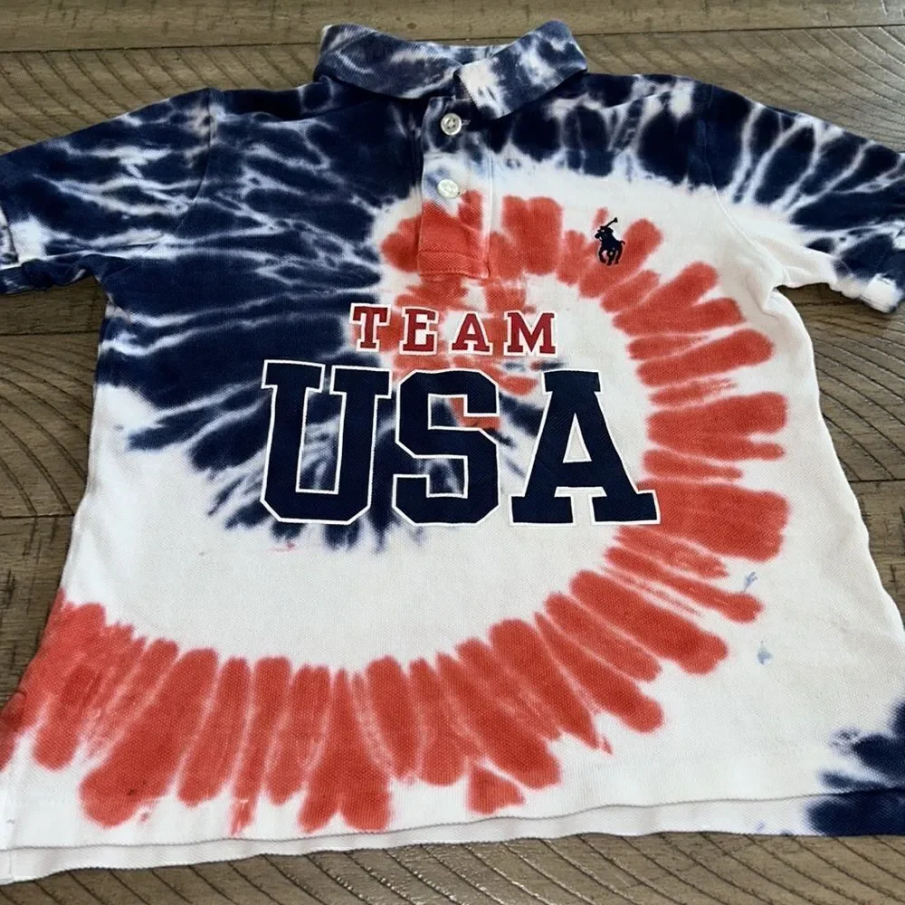 Team USA 🇺🇸 Tie Dye Classic Crew Polo Shirt by Ralph Lauren 2020 Limited Ed.